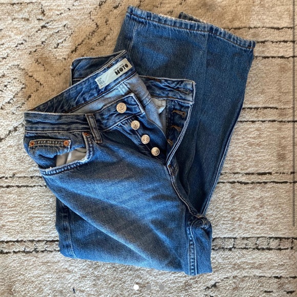 Topshop-Petite Denim Moto Jeans - Picture 1 of 3